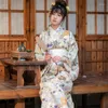 Ethnic Clothing Women Traditional Japanese Haori Yukata Cosplay Dress Sakura Floral Prints Bath Robe Geisha Performance Dance Pography