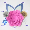 Decorative Flowers DIY Large Paper Giant Rose Fleurs Backdrops 3PCS 2 Leaves Ears For Baby Shower Nursery Kids' Birthday Video