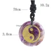 Hänge halsband kinesiska taoism yin yang tai chi åtta trigrams naturliga ametist kvarts dingle halsband meditation amet cho dhgarden dh5a3