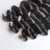 Cheveux humains vierges brésiliens lâches et profonds, 3 lots avec fermeture en dentelle 4x4, nœuds blanchis, 100 g/pièce, couleur noire naturelle 1B, extensions de cheveux doubles trames