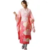 Abbigliamento etnico Tradizionale Donna Stampa Fiore Yukata Abito kimono Stile giapponese Accappatoio Kimono Abito abito Nobile Geisha Spettacolo teatrale