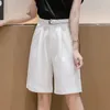 Women's Shorts Wide Leg Loose Bermuda Shorts For Women High Waist Purple Or Black Summer Short Pants Free Belt High Quality Bermuda Femme 230503