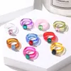 Band Rings 2023 Trend Colorful Women's Resin Mood Ring Vintage Simple Acrylic With Rhinestone Geometric Hip Hop Plastic Jewelry Y23