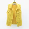 Pelle Autunno Donna Taglie forti Gilet di jeans Gilet senza maniche Studenti Top casual Jeans Giacche Rosso Rosa Viola Giallo Blu Bianco