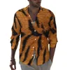 Men's Casual Shirts Tiger Print Stripes Shirt Male Glam Black And Gold Street Style Custom Blouses Long Sleeve Vintage Oversize Tops