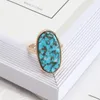 Cluster ringen mode ovale zeshoek turquoise kallaite genezing kristallen ring blauwe steen geometrische vergulde vinger voor vrouwen sieraden dhgcr