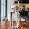 Tumblers 2 Liter Water Bottle with Straw Female Jug Girls Portable Travel bottles Fitness Bike Cup Summer Cold Water Jug with Time Marker 230503