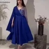 Feestjurken aankomst v nek koninklijk blauwe dubai avond 2023 abendkleider abiye lange mouw prom plus size robe soiree