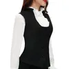 VESTS Kvinnors väst rund hals 5 -knappen affär Slim fit Vest Retro Office Work Wear Steampunk Waistcoat