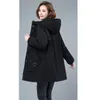 Women's Trench Coats 2023 Winter Khaki Cotton Jacket Women Top Loose Blue Black Thick Warm Coat Fashion Hooded Casual N1525