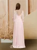 Party Dresses A-Line Empire Cute Prom Formal Evening Dress Jewel Neck Backless 3/4 Length Sleeve Asymmetrical Chiffon With Pleats Appliques