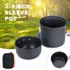 2pcs Taşınabilir dış mekan pişirme aracı kamp tava kase tencere seti çaydanlık sofra takımı yapışmaz