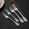 Dinware sets 6pcs Mirror Silver Cutlery Vintage Western Dining Knife Dessert Fork theelepel set luxe eettersgravures set 230503