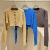 Women's Knits WAKUTA Cable Twist Sweater O Neck Long Sleeve Single Breasted Short Cardigan Japanese Vintage 2023 Early Autumn Pull Femme