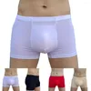 Underbyxor Ice Silk Boxer Boror Män konvex påse med svamp Cup Pad sömlös trosor Male Breathale Underwear Solid Panty Man