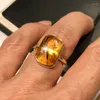 Cluster Rings CSJ Trendy Natural Amber 925 Sterling Silver 18K Yellow Gold Per le donne Uomo Birthday Party Jewelry Gift