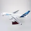 Flygplan Modle 1 160 Skala 50,5 cm Model Airplane Airbus A380 Prototyp Flygbolag med ljus och hjuldiecast hartsplansamling Display Toy 230503