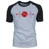 Heren t shirts mode tennis hartslag levenslijn racquet grappig shirt zomers heren raglan mouw volwassen ronde nek kort t-shirt