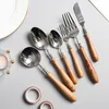 Dinware sets 304 roestvrij staal flatware Rosewood handle luxe creativiteit tafelwerk zilverwerk sets dinermes en vork sets 230503