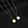 Pendentif Colliers De Mode En Acier Inoxydable D'or Collier Bijoux Pour Femmes Bonne Chance Rond Brillant Chanceux Femme Cercle