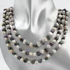 Chaînes nouées à la main 6-7mm blanc noir baroque collier de perles d'eau douce 60 pouces pour les femmes bijoux de mode