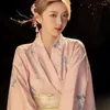 Vêtements ethniques Femmes Kimono Yukata Traditionnel Avec Obi Manches Longues Floral Sasanqua Imprimer Pography Performing Dress Cosplay Costume
