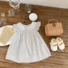 Abiti da ragazza Ins Summer Baby Dress 0-3Yr Born Babygirl Maniche corte floreale Peter-pan Colletto in pizzo Tute per bambini