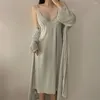 Roupa de dormir feminina Jxgarb Satin Robe Set Sexy Women Women Casual Intimate Lingerie