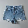 Dames jeans zomer modestijl vrouwelijke knop hoge taille denim shorts vrouwen casual blauw versleten burr gat meisjes kort