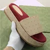 womens designer slide sandal for woman fashion embroidered canvas designer slides slip on slippers girls Canvas covered platform slide luxury sandals size 35-45