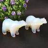 Bela Little Opalite Polar Bear Sculpture Decor Hand esculpido Cool Realistic Realistic Sintético Cristal Feliz Animal Coleção Meditadores de estátua Presente 10pcs