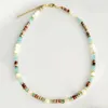 Choker 2023 Summer Creative Design Natural Gem Necklace Shoushan Stone Sea Sediment Jaspers Silicone Beads Splice Female Jewelry