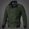 Kurtki myśliwskie kurtki bombowce mężczyźni moda swobodny płaszcz wiatrówki wiosna i jesienne stojaki na marne wojsko