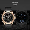 Нарученные часы бизнес -кварцевые часы Men Luxury Dual Time Analog Digital Clock Casual Sports Reloj Строка из нержавеющей стали NF9153