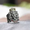 Erkek Yüzüğü S925 STERLING Gümüş Takı Ayarlanabilir Retro Hip Hop Crown Lion Ring Erkekler Erkekler