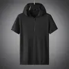 Herren Trainingsanzüge Minglu Sommer Sport Herren Sets T-Shirthose Luxus Kapuzen Kurzarm Reißverschluss Herrenanzüge Elasetic Taille Schlanke Mannhose 5XL 230503