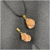 Colliers de pendentif guérison Irregar Crystal Rough Stone Corde Chaîne noire pour femmes Men Pendants Collier Craft Gift Drop Livil