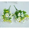 Decorative Flowers 1 Bouquet 28 Heads Artificial Fake Daisy Flower & 407 Pcs Diy Glow In The Dark Wall Stickers Fluorescent Round Dot