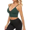 Women's Shapers Apparel Women's Zip Front Sports Bra Spaghetti Strap Cotton Pullover Yoga Bras C