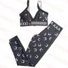 Yoga Outfit Womens V Neck Bra Pants Letter Printed Swimwear Summer Outdoor Tracksuits For Women