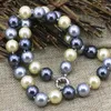 Corre as correntes colar de fita para mulheres 12mm Multicolor Pearl Shell contas redondas de chian corda Charms de corda 18 polegadas B3216