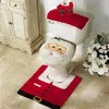 Tappeti 3 pezzi/set Anno regalo Natale Babbo Natale Coprisedile Tappeto Set da bagno Decorazioni per la casa