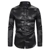 Chemises décontractées pour hommes Beau Cool Paillettes Spectacle Discothèque DJ Magic Street Dance Hommes Hôte Emcee Bronzing Revers Chemise à manches longues