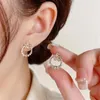 Boucles d'oreilles créoles tempérament coréen fleur Zircon cercle Ins mode luxe petit frais S925 argent aiguille Simple vente en gros