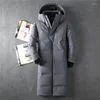 Men's Down Long Section Russia Winter Men Cold And Warm Jacket Man Reflective Strip Windbreaker Casual Hooded Parka Outwear Coat