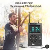Rádio portátil FM am Dual Band Stereo Mini Pocket Radio Receiver com LCD Display Support Tf Card Music Player com Earphones MD-258