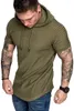 Magliette da uomo Abbigliamento sportivo maschile Solido Streetwear Cappello di colore puro T-shirt Felpe con cappuccio da uomo estive Felpe T-shirt a maniche corte con per