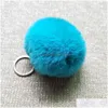 Belangrijkste ringen Fluffy Pom Keychain Soft Faux Rex Rabbit Fur Ball Car Pompom Plush Keychains Sier Keys Holder Women Bag Pendant Drop Deliv DHWZ4