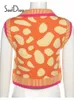 CAMISOLS TANKS SOEFDIOO Casual Sweater Slim Orange Lappel Single Soltled Knitted Crop Top Top Summer Mulher Tops Sexy Streetwear 230503