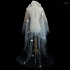 Bridal Veils NZUK 3D Flowers Wedding Veil With Pearls Droped Luxury Veu De Igreja Ccb Accessori Sposa